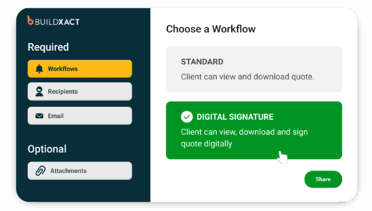 static graphic demonstrating the Digital Signatures feature in Buildxact